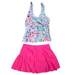 NWOT | Pink Tropical Floral Skirted Tankini Two-Piece Swimsuit | Medium